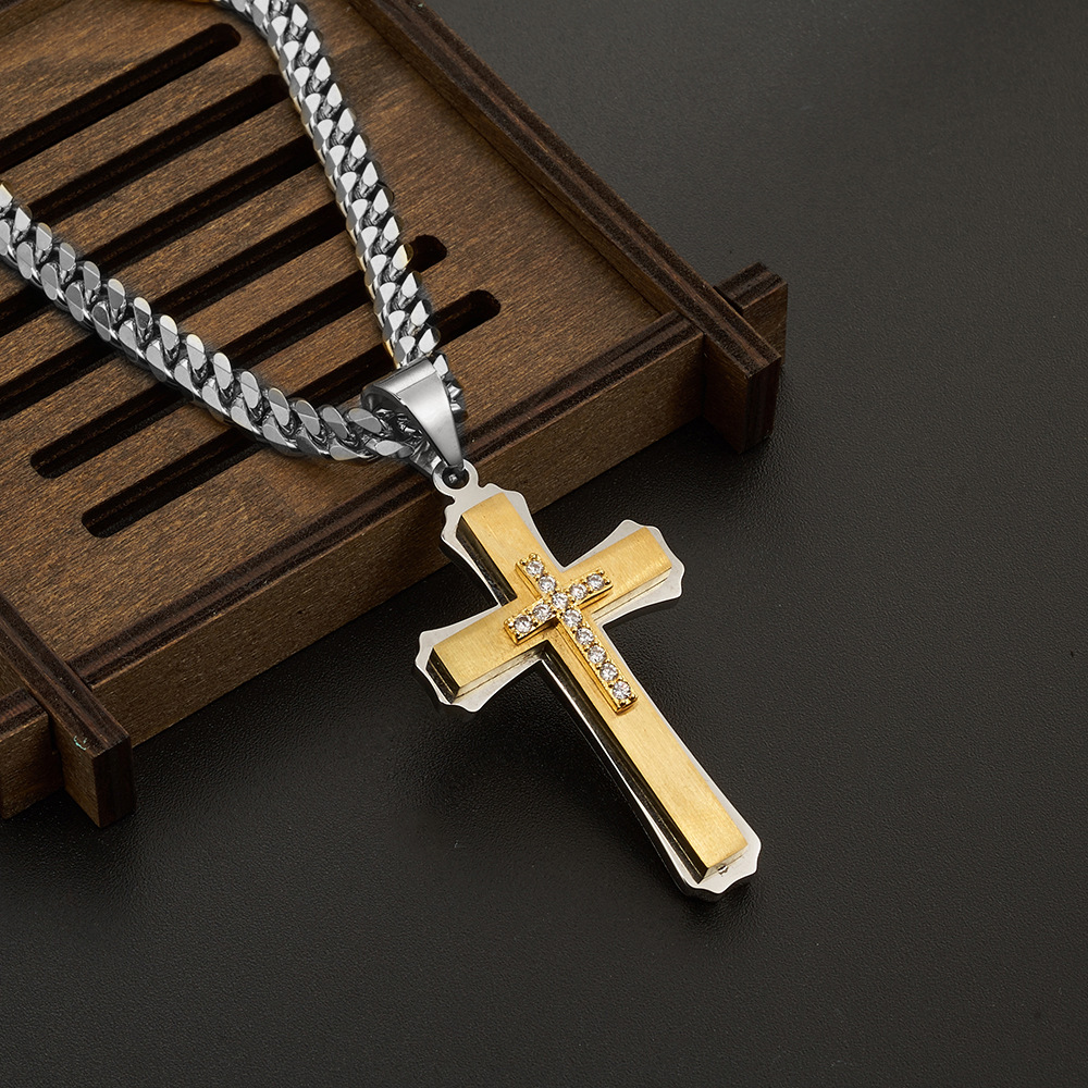 20g Weight 304 Stainless Steel Pendant Material Zircon Inlay Material Pendant Necklace Classification 304 Stainless Steel Chain Material 1 Piece Quantity Holiday, Daily Occasion 304 Stainless Steel Material Cross Pattern Unisex Gender Inlay Design Basic, Modern Style, Classic Style Style Basic Modern Style Classic Style Cross 304 Stainless Steel Inlay Zircon Unisex Pendant Necklace 17