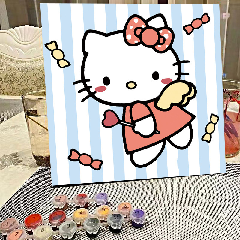 デジタル油絵diyの塗り絵の子供は漫画のアニメを埋めて色を塗ります。|undefined