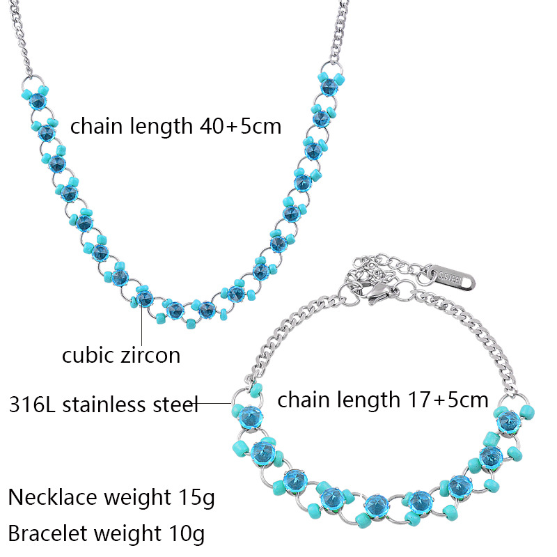 Fashion Geometric Titanium Steel Plating Beads Zircon Necklace_colorza_7