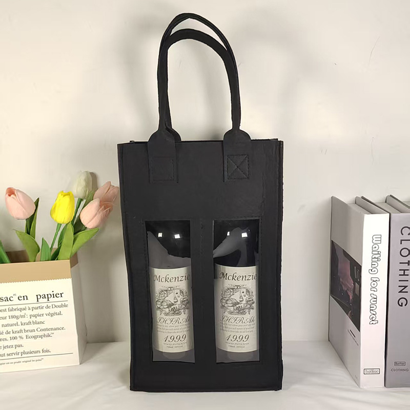Filz Weintasche aus Filz mit Griff, Rotweingift-Box, Flaschenweintasche zum Tragen, faltbar, tragbar, Geschenktasche zur Aufbewahrung