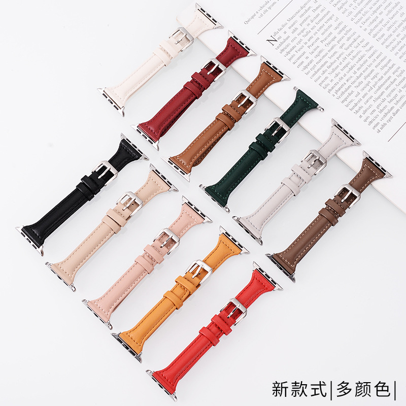 High-End Niche Suitable for Applewatch S10 Small Waist Strap Retro Slim Leather Apple Watch Strap Women's Model