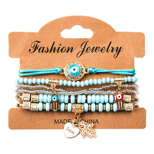 Hot-selling European and American-style Beaded Bracelets with Devil's Eye Charms—Fashionable, Bohemian Multi-Layered Bead Designs for Elegant Jewelry Looks