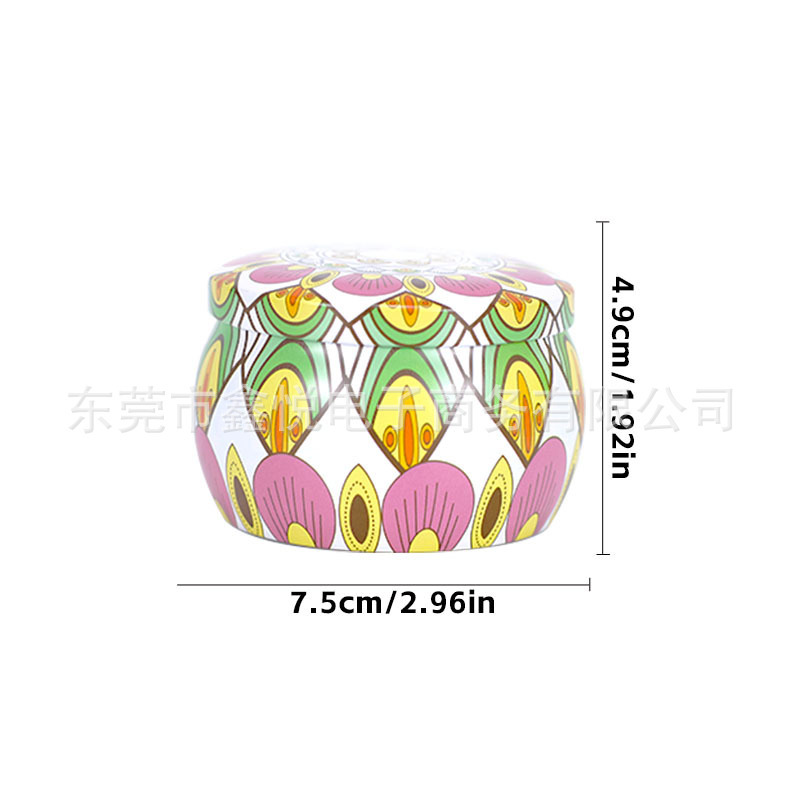 民族风大肚罐马口铁香薰蜡烛铁罐小清新花4.4盎司现货蜡烛罐批发|undefined