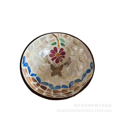 批发越南玄关钥匙收纳盘天然椰壳碗贝壳椰子碗居家装收纳手工摆件
