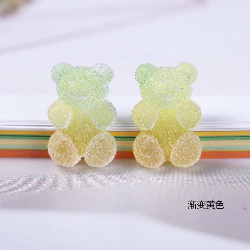 Gradiente de dibujos animados simulación oso jalea suave caramelo DIY accesorios de resina crema pegamento resina teléfono móvil Shell material al por mayor