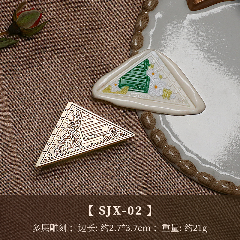 Fábrica directa fuego pintura sello cobre cabeza triángulo fuego pintura cera vintage Rosa tallada sellado cera mano cuenta regalo