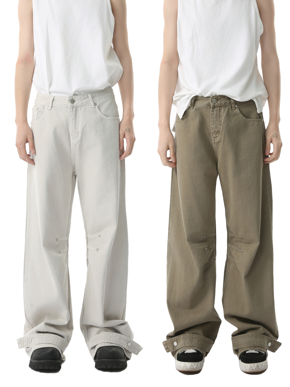 MTLCLOTHES Hombres| Cleanfit retrógrado deconstrucción herramienta machete jeans de piernas anchas de alta tendencia