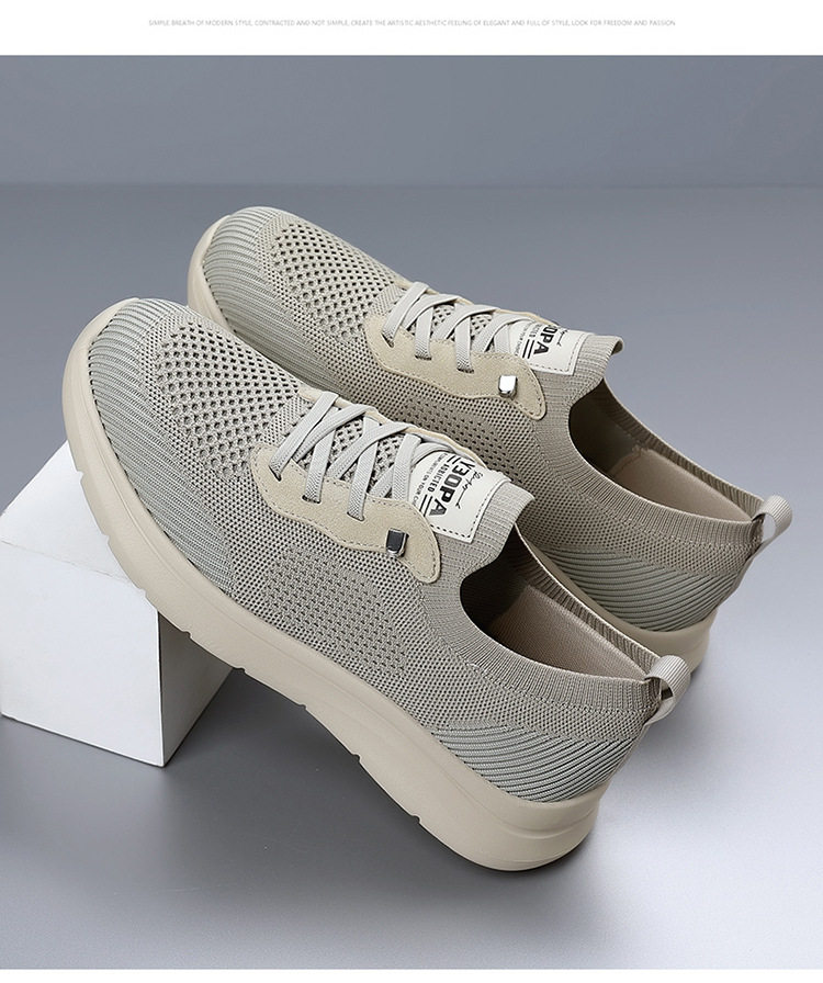Giày thể thao nam lưới dệt thoáng khí, giày đi bộ du lịch phong cách thể thao, đế cao 1-3 cm — Màu be, màu xám, màu đen chi tiết 20