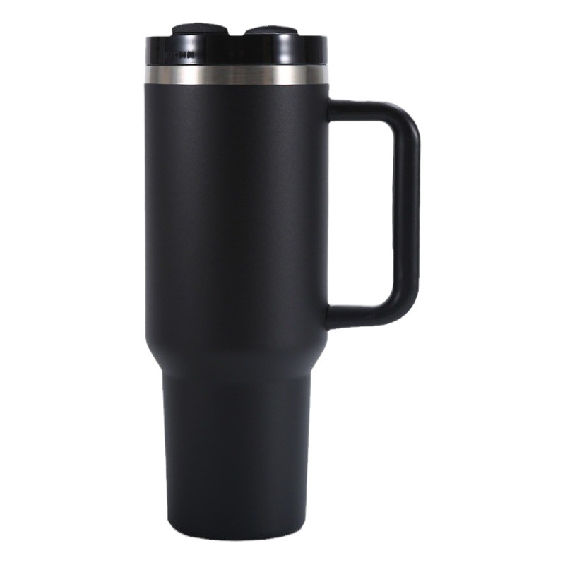 Taza de automóvil de acero inoxidable de 40oz de segunda generación transfronteriza cuidadosamente seleccionada taza de mango de vacío de gran capacidad taza de aislamiento de automóvil al aire libre