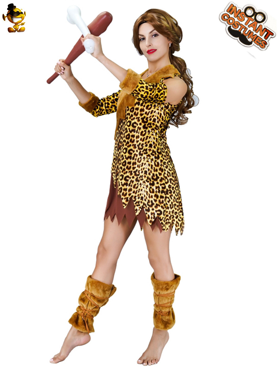Adulto femenino salvaje etapa rendimiento traje femenino hombre primitivo papel juego partido Cosplay