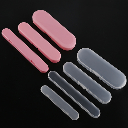Transparent plastic storage box pink plastic storage empty box ear scoop accessories sample large, medium and small portable transparent box
