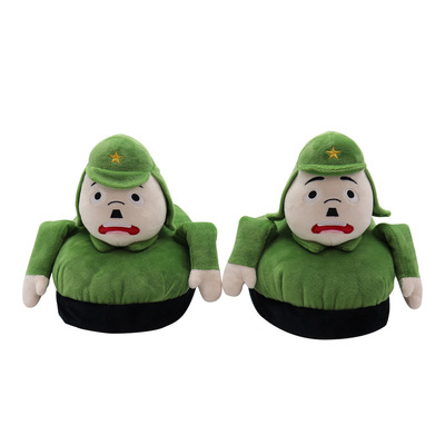 抖音同款搞怪举手小兵毛绒拖鞋会举手投降秋冬季保暖防滑厚底棉拖|ms