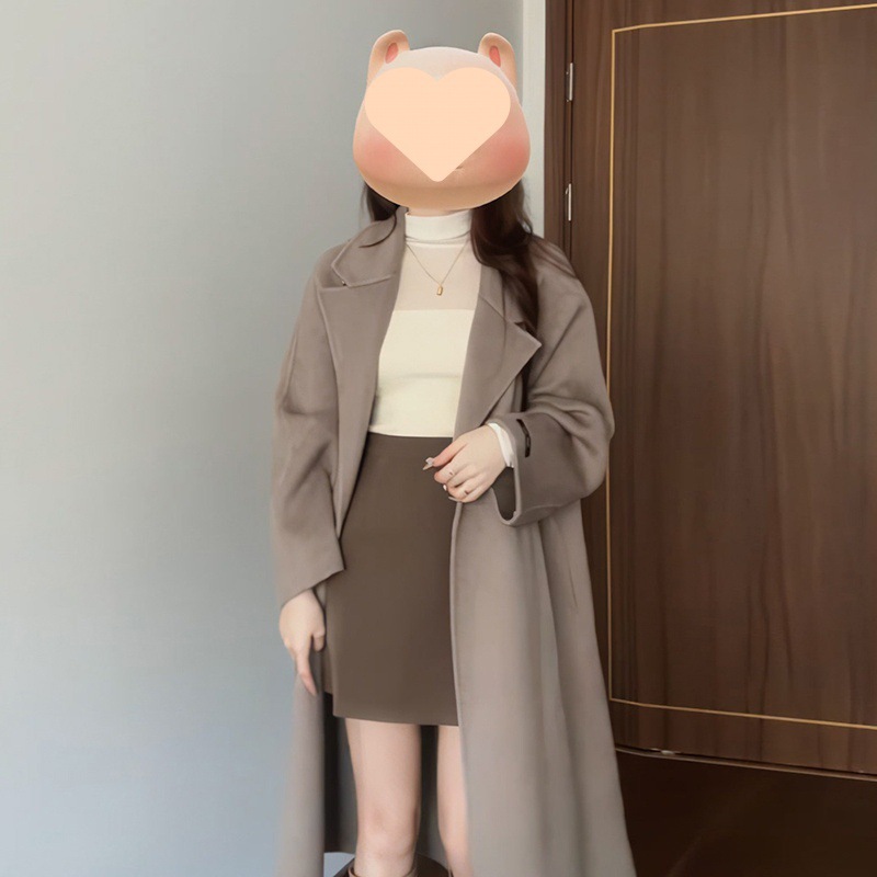 2025 Maillard double-sided fleece mid-length woolen jacket for women with small high-end slim autumn and winter woolen coat trendy