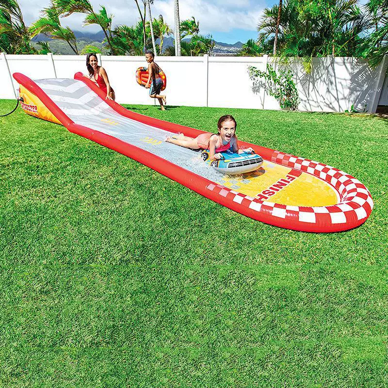 Водные горки потехи аквапарк водных горок автомобиля мультфильма водных горок лужайки новых детей ПВК раздувных на открытом воздухе