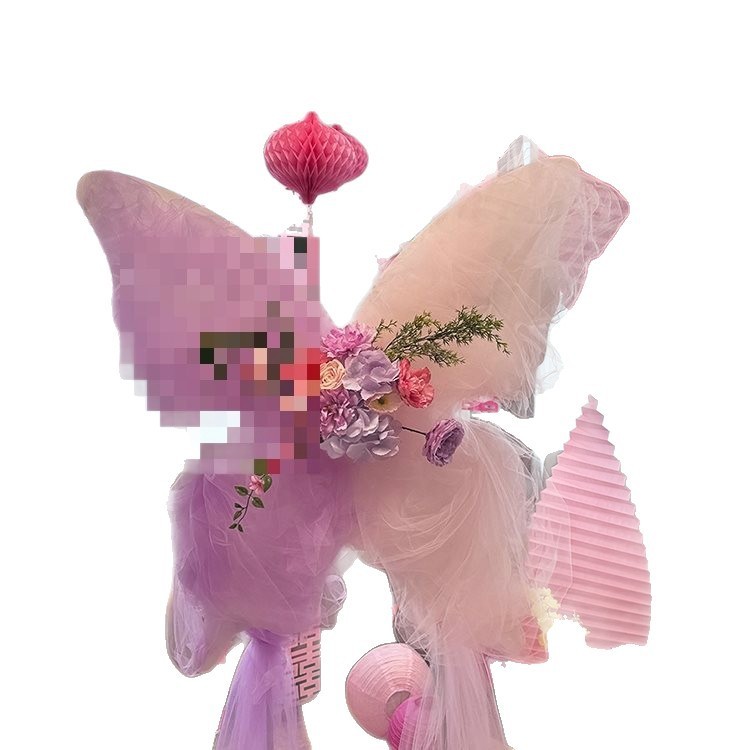 网红同款婚礼纱蝴蝶装饰婚房场景布置梦幻客厅结婚喜字挂饰|undefined