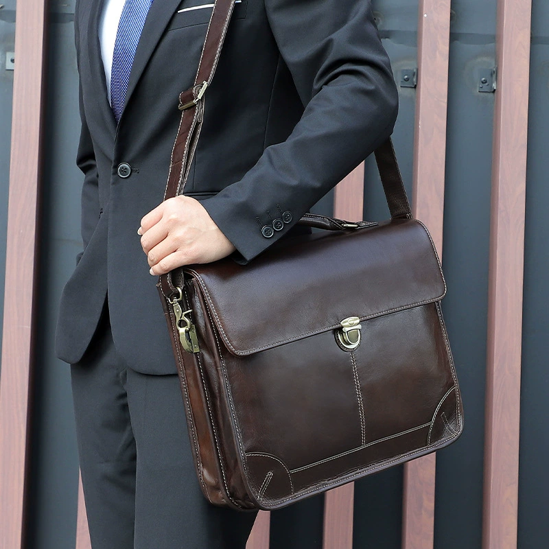 Retro leather universal laptop, purse, bag, genuine leather, cowhide, 15.6inch