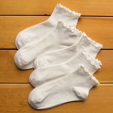 袜子日系木耳边短袜花边可爱日系中筒袜白色jk短筒棉女夏季筒袜