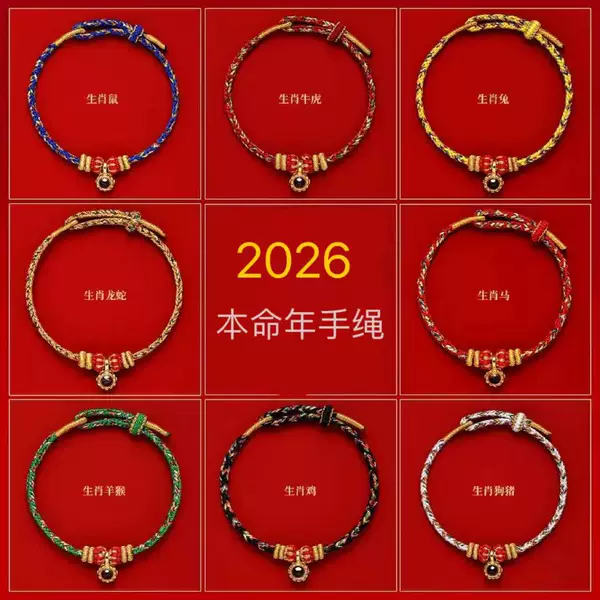 2027 Year of the Sheep Red String Bracelet Projection Zodiac Year Handmade Braided Rope Red Tai Sui Bracelet for Men and Women Braided Rope Gift