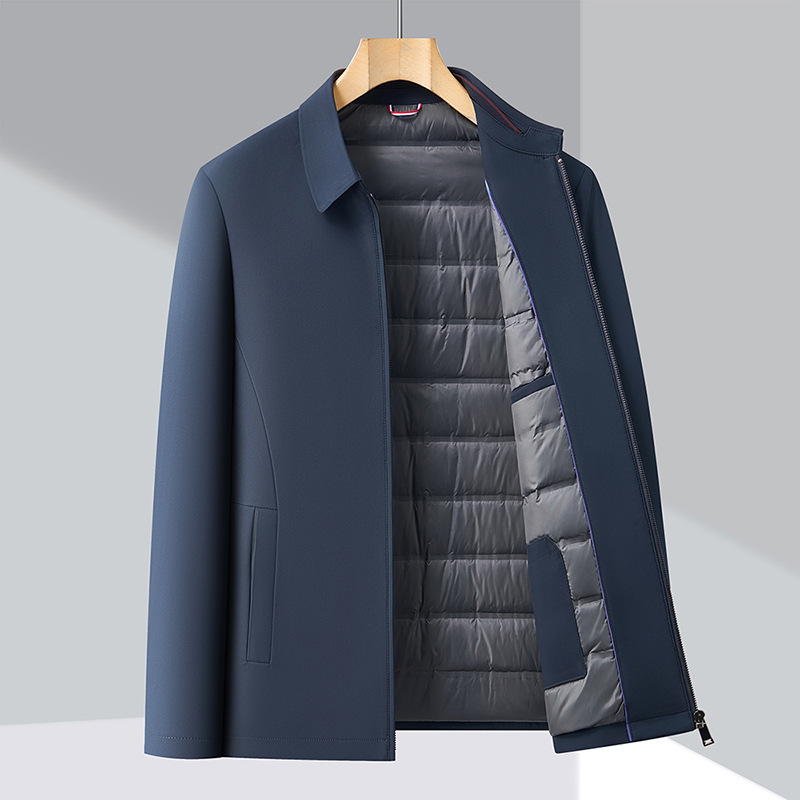 New down Jacket Men's Business Casual Lightweight White Duck down Autumn and Winter Middle-Aged and Elderly Dad Classy Jacket Warm Jacket