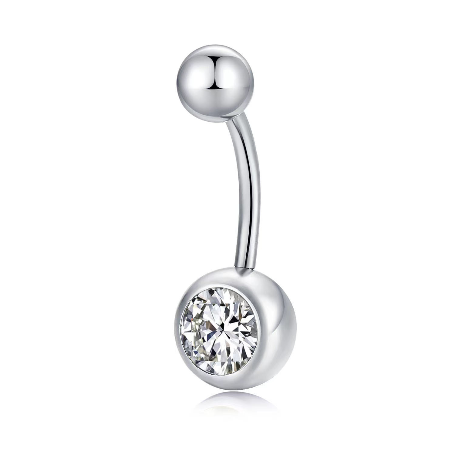 Simple Style Geometric Titanium Steel Inlay Zircon Belly Ring 1 Piece