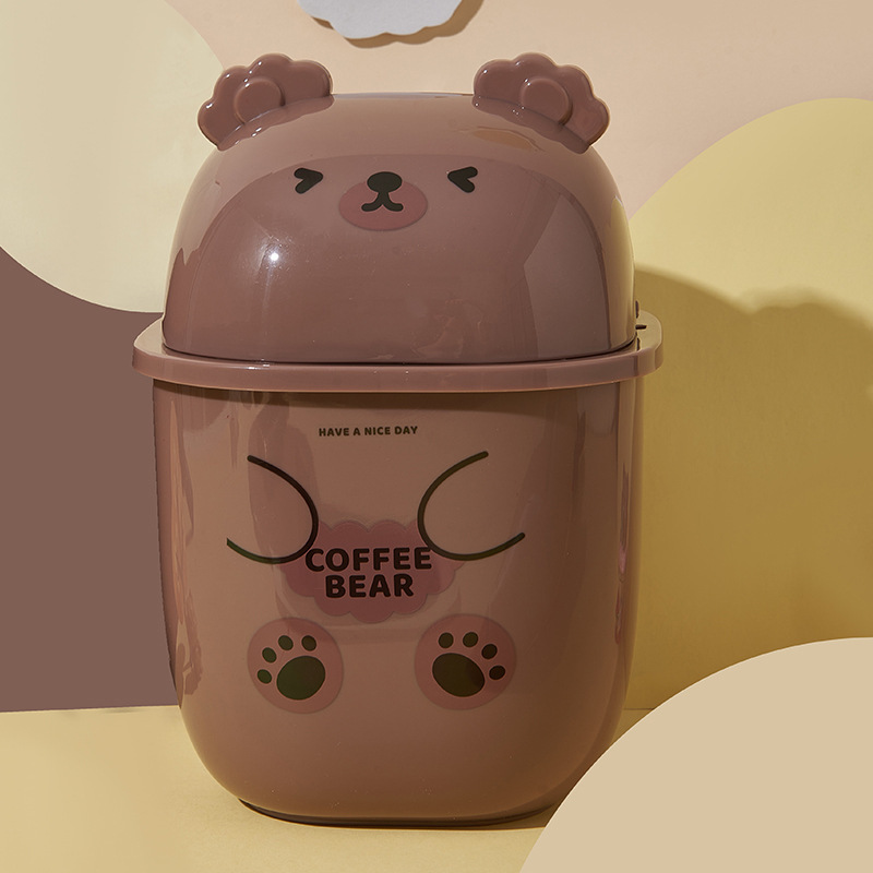 Desktop bear trash can home living room bedroom super cute with lid cute girl creative cute pull tube