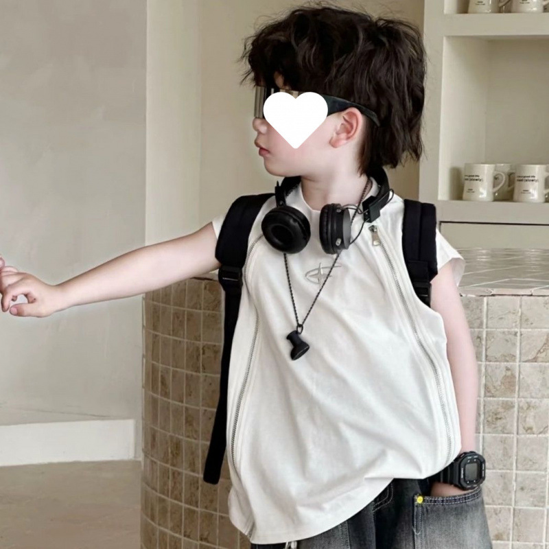 흰색 지퍼 조끼