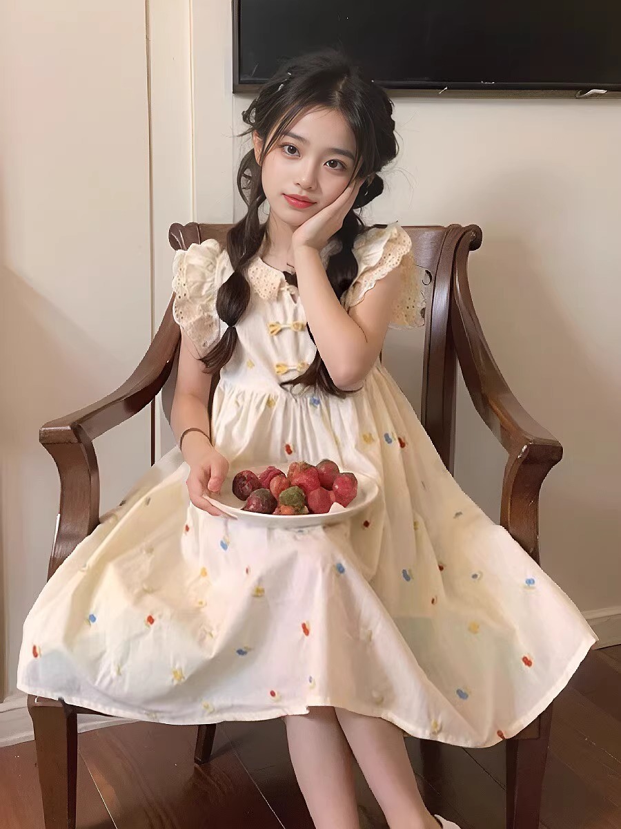 Girls' floral 2024 summer new fashionable and stylish children's women's clothing princess vest dress_voghion.com