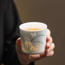 玉瓷玲珑茶杯陶瓷主人杯单杯个人专用品茗杯釉下彩喝茶杯子