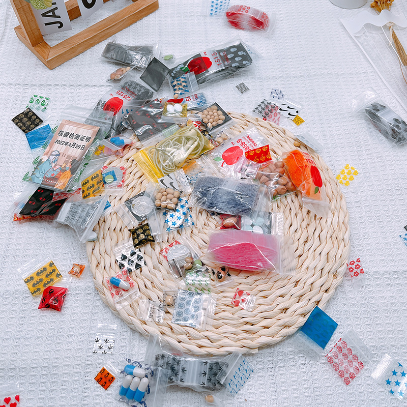 Plástico PE ziplock bolsa lindo tamaño pequeño color Apple impresión mini sellado bolsa transparente bolsa de embalaje bolsa de hueso sellado