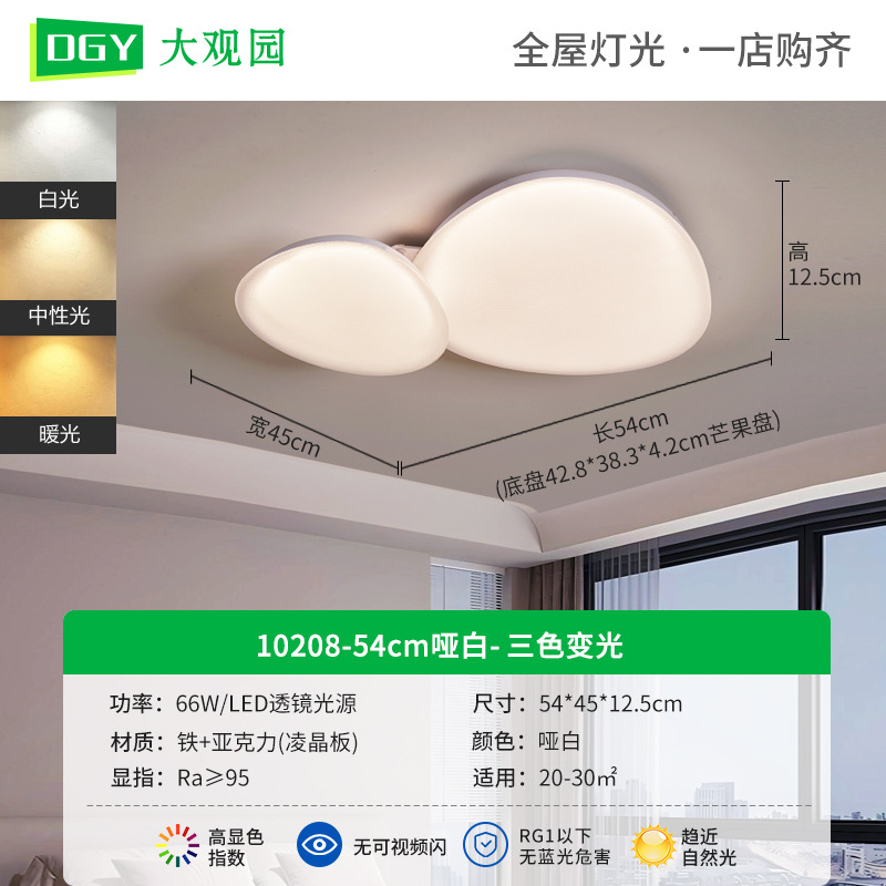 Daguanyuan sala de estar adoquines lámpara de techo moderno y simple nube de protección ocular de espectro completo 2025 nueva lámpara Zhongshan