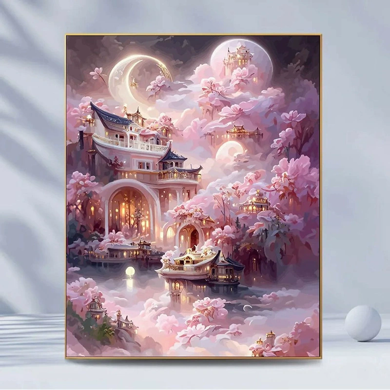 Кристальная живопись холст пейзаж — полный наборов DIY, размеры 30×40 и 40×50 см, деревянная коробка или белая рама