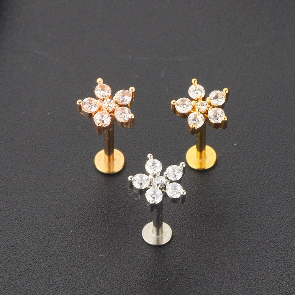 Simple Style Geometric Stainless Steel Inlay Ear Studs 1 Piece