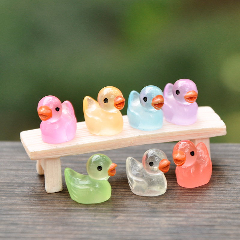 Mini Trumpet Duck Model Cute Transparent Luminous Duck Baby Girl Heart DIY Cream Glue Small Accessories