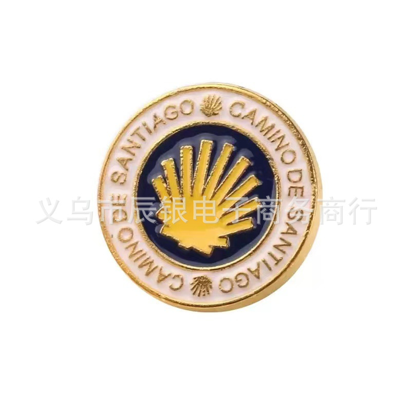 Comercio exterior colorido goteo de aceite Santiago Camino de peregrinación broche cruz metal insignia accesorios insignia joyas