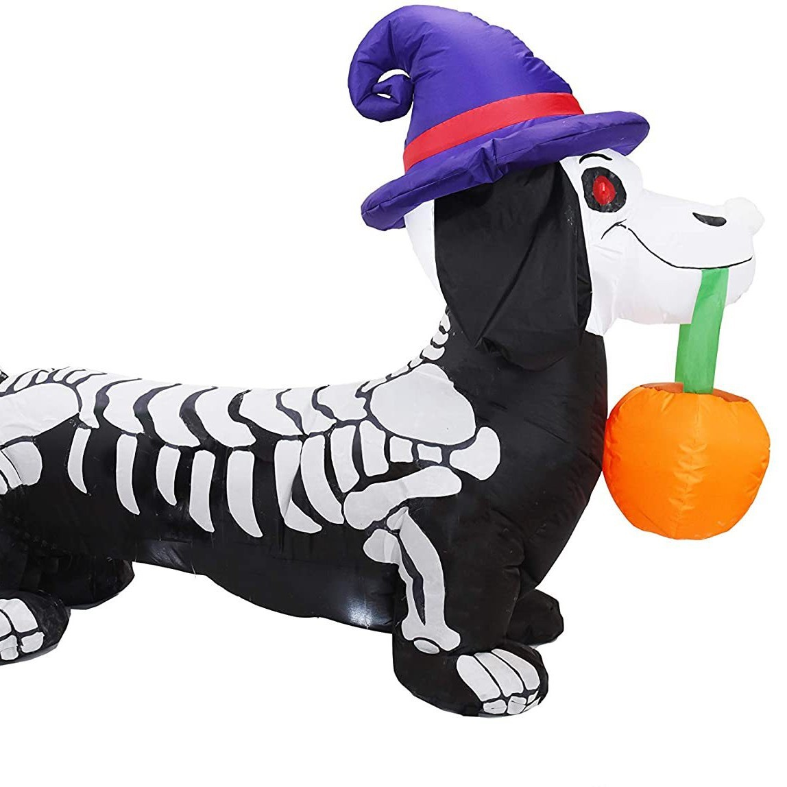 1,5 m de alto esqueleto de Halloween perro Wiener incorporado luz LED inflable modelo Halloween patio escena decoraciones