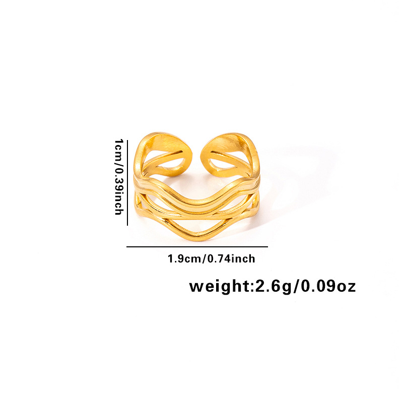 10g Weight Electroplated Gold Plating Process Golden Plated Plating Material Stone-Free Inlay Material Open Rings, Rings Classification 1 Piece Quantity Holiday, Daily Occasion 201 Stainless Steel Material Leaf, Heart Shape Pattern Women's Gender Lady Style Plating Craft Wholesale Jewelry Lady Leaf Heart Shape Floral Titanium Steel Plating Open Rings 34