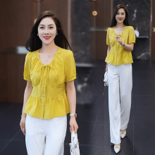 短袖女上衣小衫遮肚显瘦2025夏季新款百搭T恤高级妈妈装时尚气质