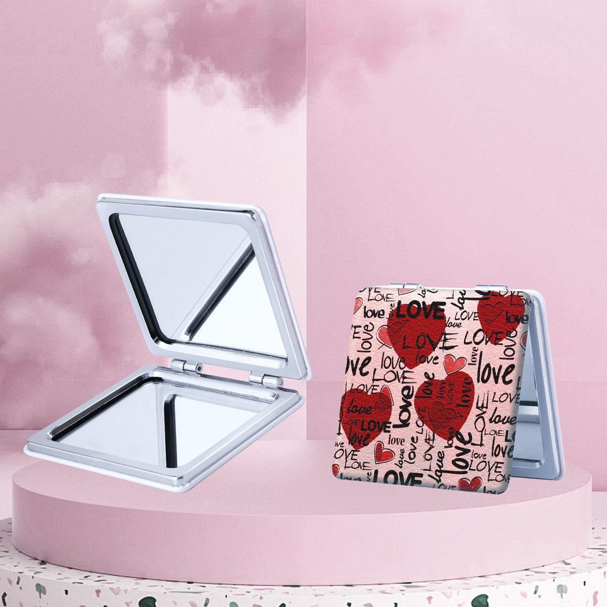 Espejo de maquillaje portátil plegable de dibujos animados de escritorio para niñas dormitorio de estudiantes espejo de maquillaje para el hogar espejo pequeño