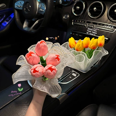 Car ornaments – ornaments tulip bouquet ins style
