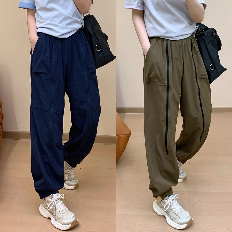 26 Spring New Collection Casual Versatile Sports Front Zipper Pocket Jogger Straight-Leg Pants for Women with Front Zipper