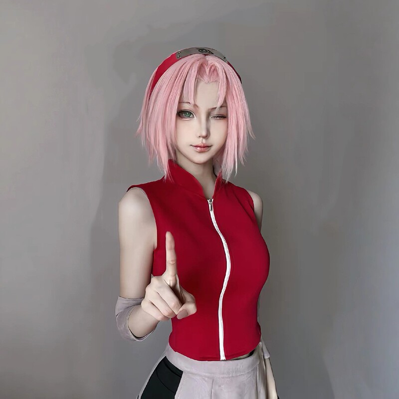 忍者小桜cos服疾風伝春野桜コスプレセットかつら保護額|undefined