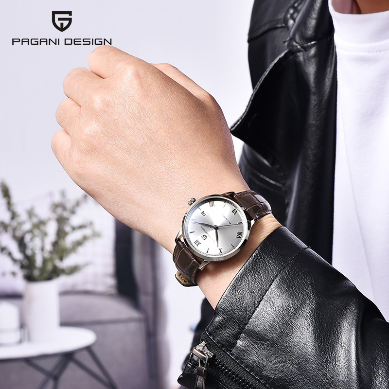 Bojiani Pagani reloj para hombre reloj mecánico automático Correa impermeable de acero inoxidable Reloj simple de negocios 1759