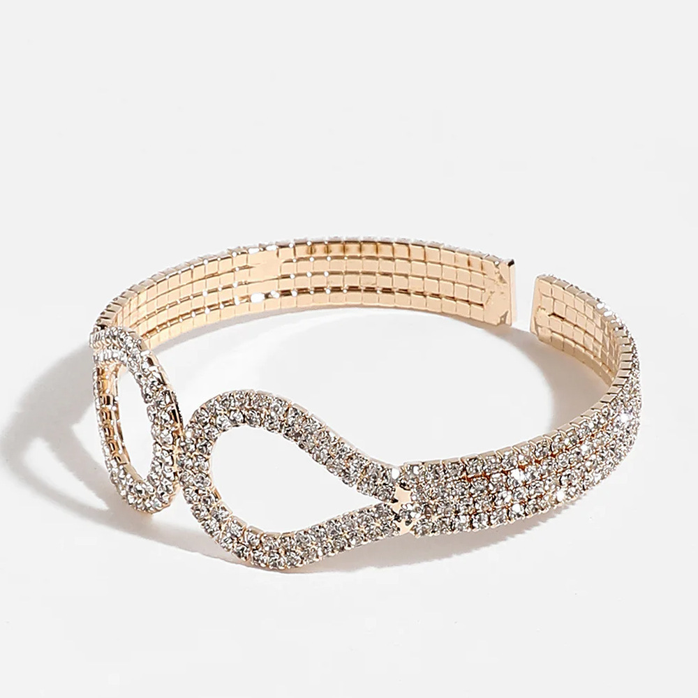 AliExpress Venta caliente rhinestone pulsera europea y americana tendencia simple pulsera abierta completa diamante accesorios pulsera