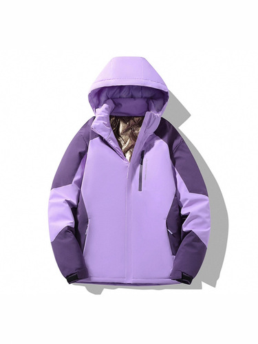 Winter Outdoor Graphene Couple's Temperature-Controlled Warm Stylish Casual Minimalist Color-Block Hooded Cotton Jacket