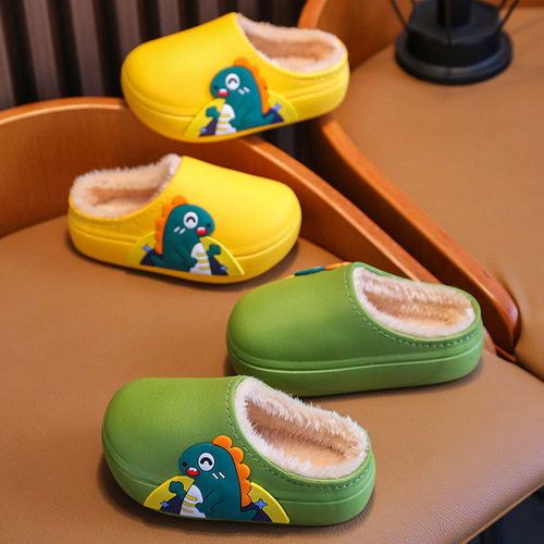 Children's Cotton Slippers Autumn/Winter Bestseller Fleece Lined Warm Plush Shoes for Boys and Girls Anti-Slip Indoor Home Cotton Slippers Cartoon