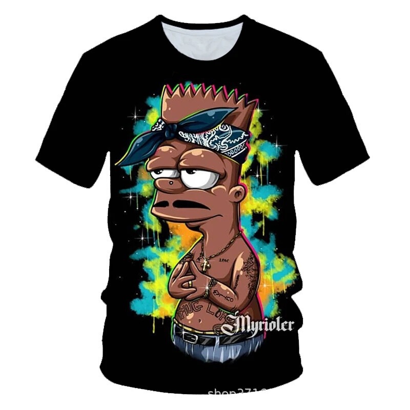 Summer Cross-Border T-Shirt Simpson's Family 3D Digital Print Men's Breathable Round Neck Short Sleeve T-Shirt 3D Top Summer Cross-Border T-Shirt Simpson's Family 3D Digital Print Men's Breathable Round Neck Short Sleeve T-Shirt 3D Top