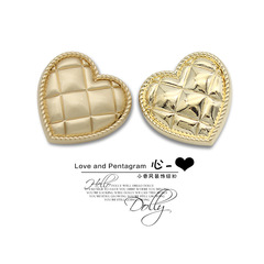 Small perfume wind heart metal button sand gold bright gold high-heeled fasteners sweater open jacket heart-shaped fashionable decorative buttons