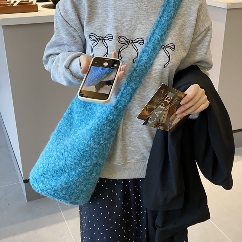 Solid plush one with bucket: peacock blue