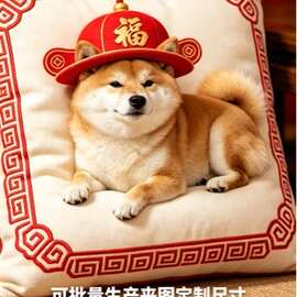 中国带福柴犬狗狗抱枕动漫动物抱枕节假日装饰摆件-可订尺寸来图