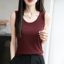 U领螺纹针织吊带背心2025年夏季新款纯色内搭显瘦套头打底衫上衣
